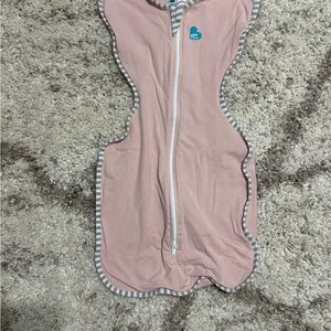 Love to dream Pink Swaddle Sleep Sack with Striped Trim